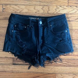 American Eagle Hi-Rise Black Festival Stretch Shorts, Size 6.